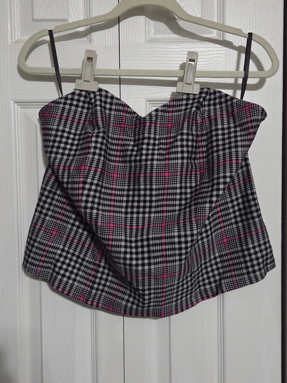 torrid Black & Pink Plaid Strapless Camisole